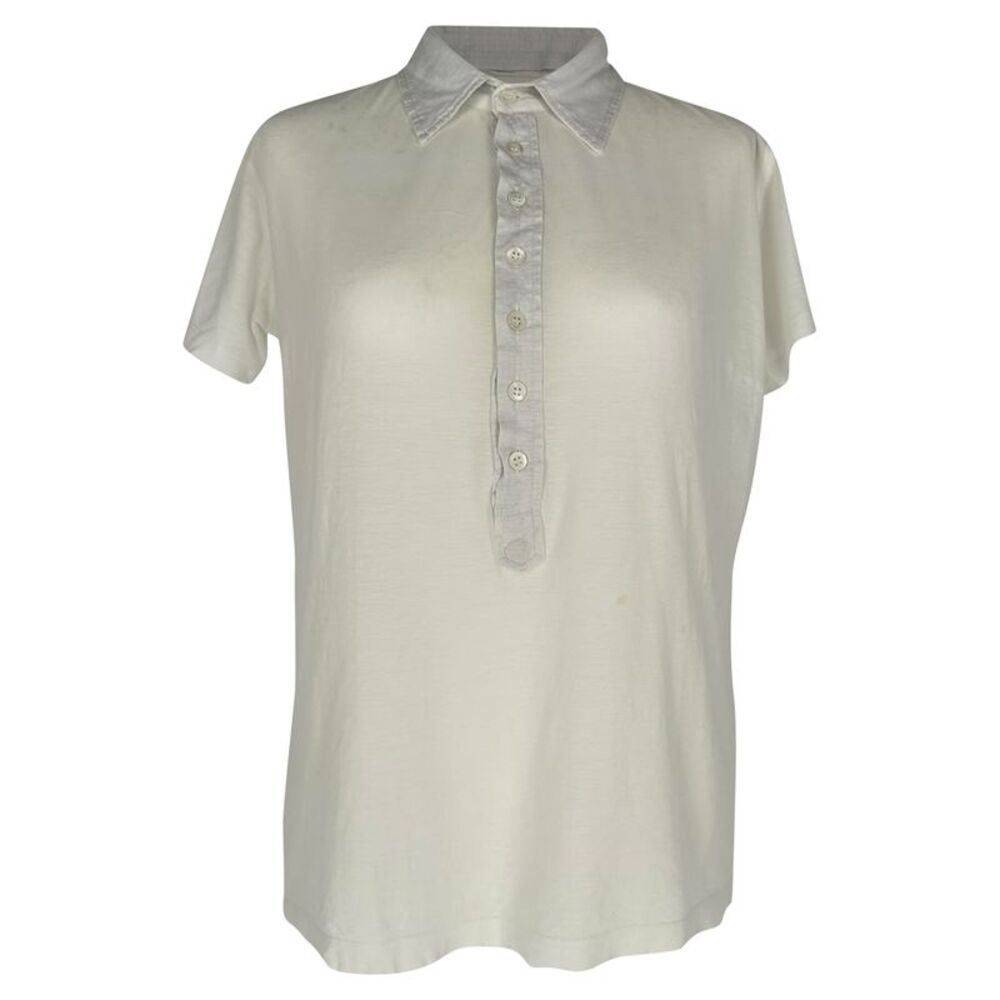 Dries Van Noten Short Sleeve Polo Shirt in Ivory Cotton